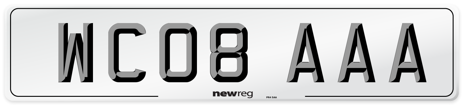 WC08 AAA Number Plate from New Reg